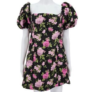 Lulu's Completely Beloved Black Floral Off-the-Shoulder Mini Dress Black XL New